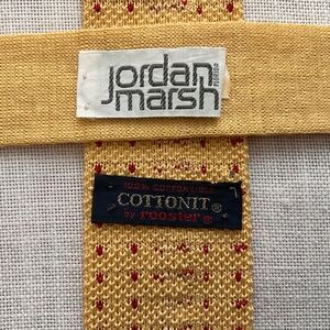 •Vintage Jordan Marsh Florida/Rooster Knit Cotton Burgundy Dots Tie NWOT